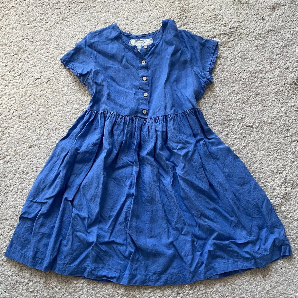notPERFECTLINEN MAMA-2 Dress in Cornflower Blue, M/L, Waist Ties